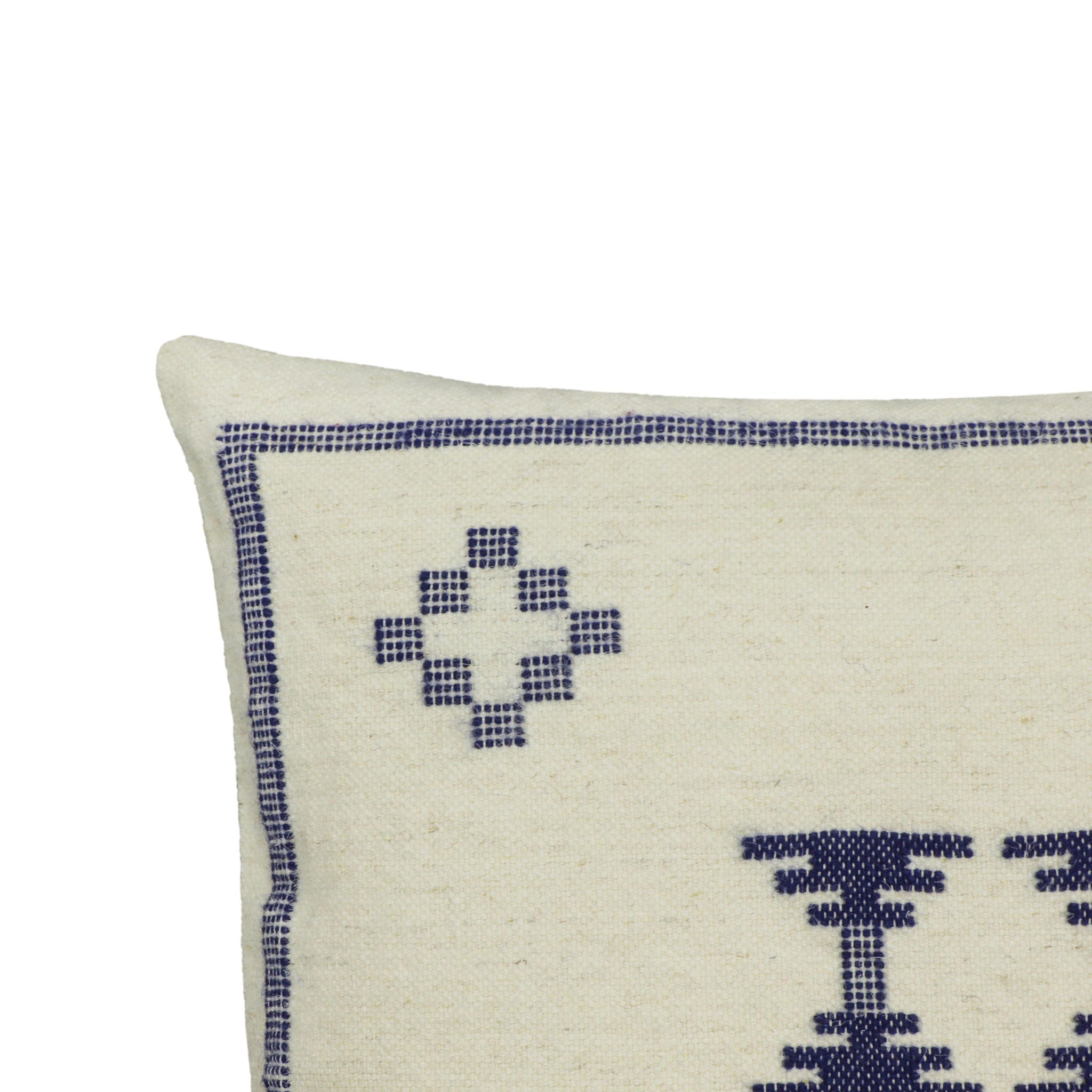 Aztec - Wool Square Accent Cushion - Cream / Indigo - Urban Living Furniture (Los Angeles, CA)