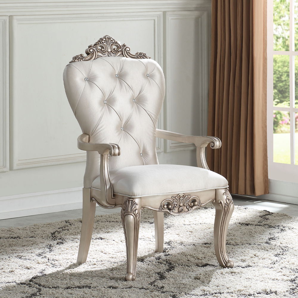 Gorsedd - Arm Chair (Set of 2) - Cream Fabric & Golden Ivory - Urban Living Furniture (Los Angeles, CA)