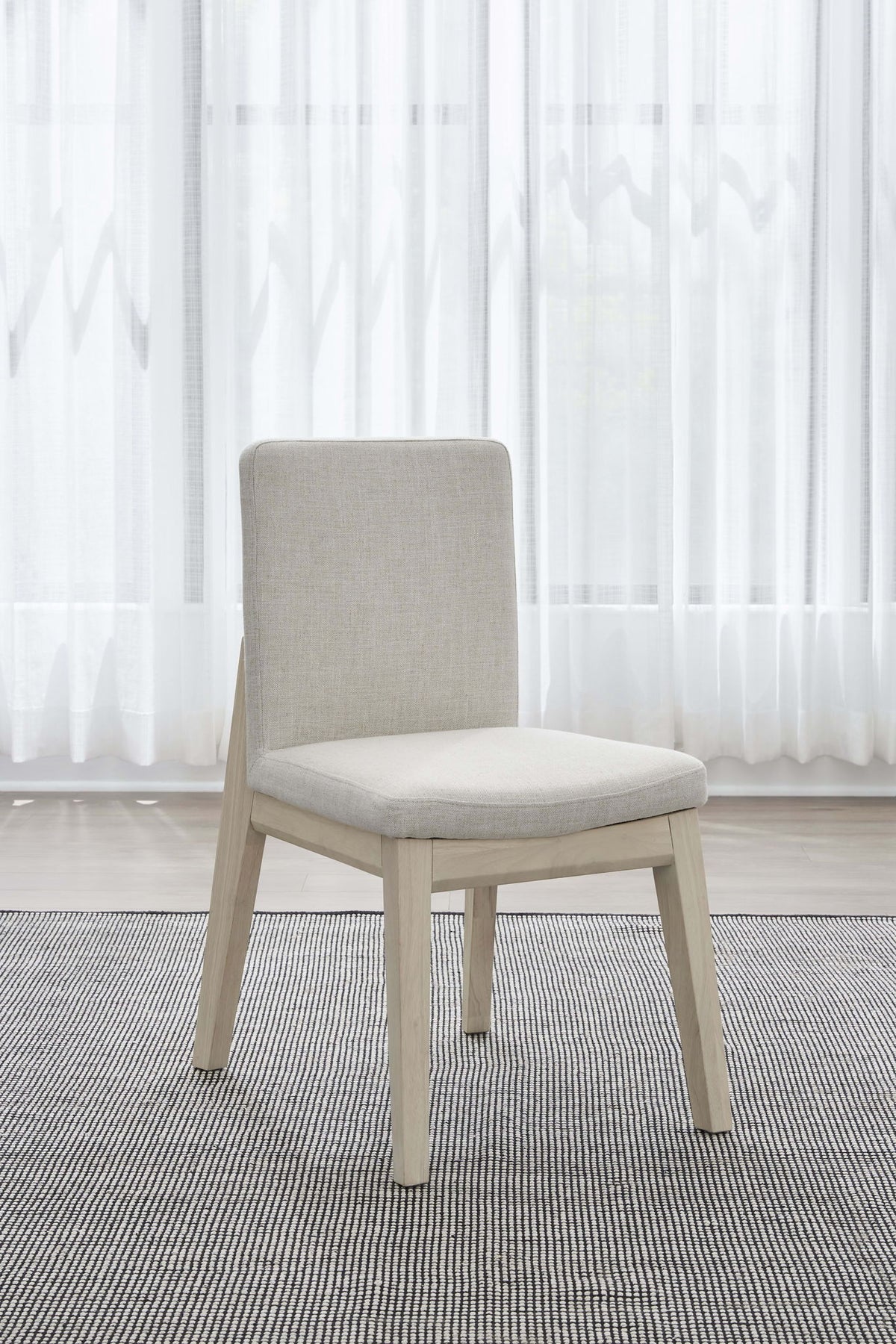 Liv - Solid Wood Dining Chair (Set of 2) - White Sand And Natural Linen