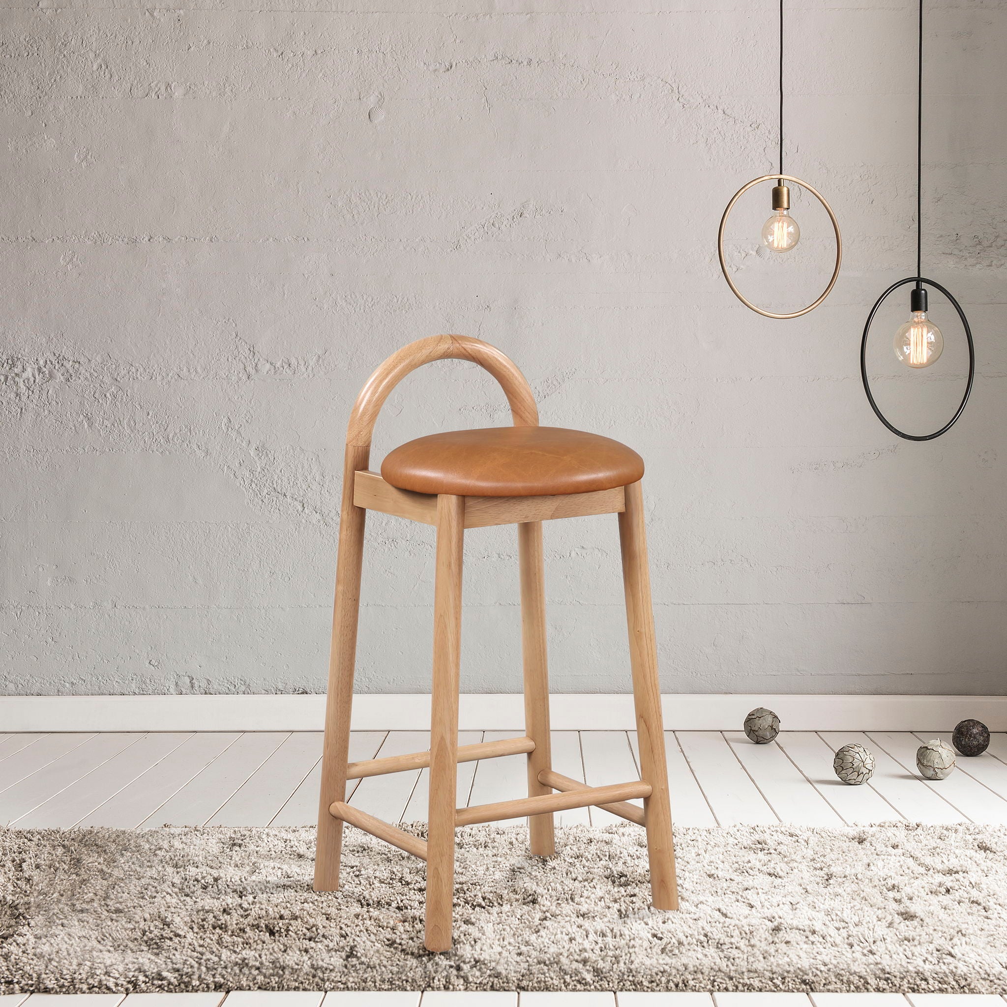 Calvin - Faux Leather Stool - Light Brown Legs - Urban Living Furniture (Los Angeles, CA)