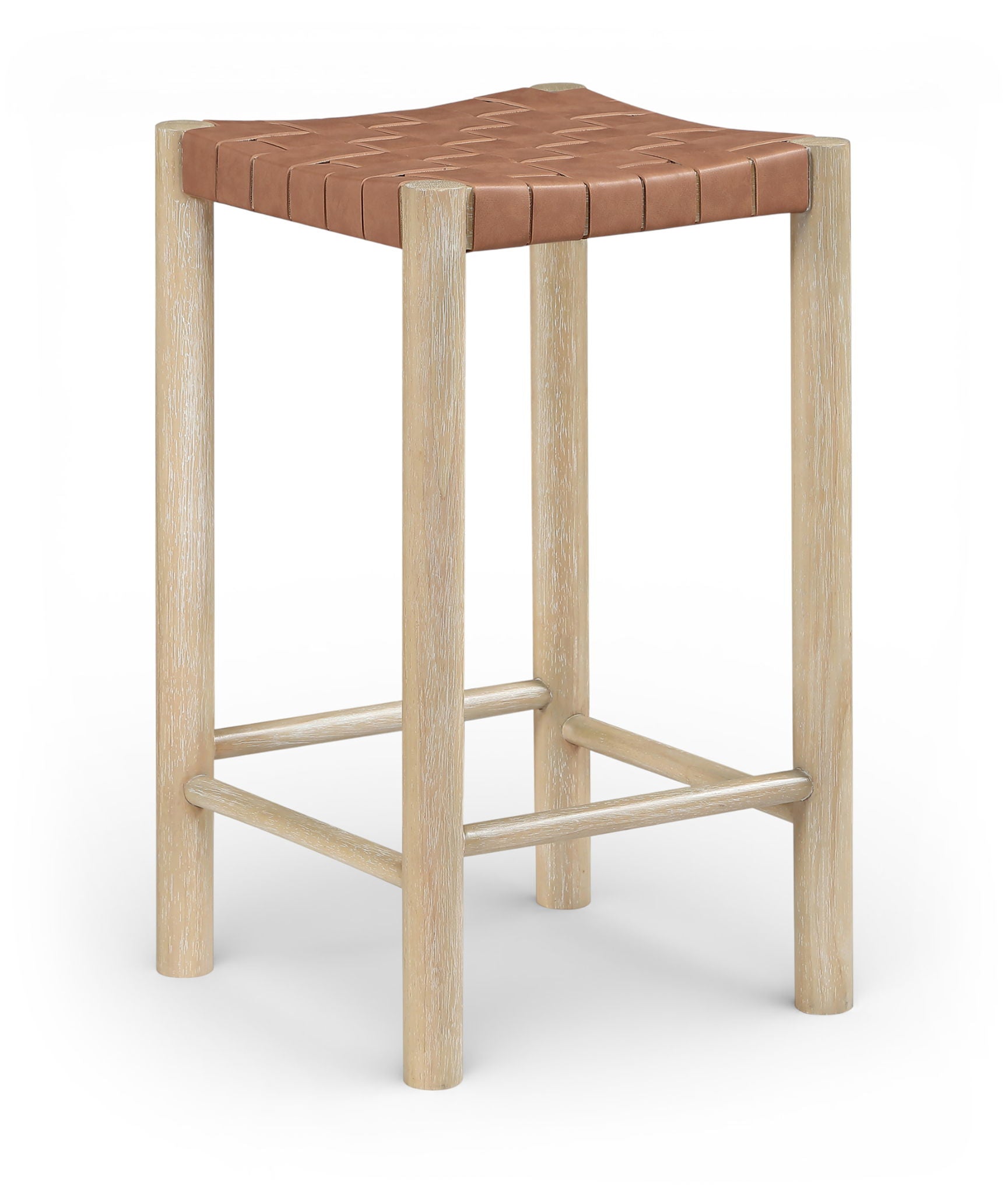 Entwine - Vegan Leather Upholstered Backless Counter Stool - Painted Natural - Urban Living Furniture (Los Angeles, CA)