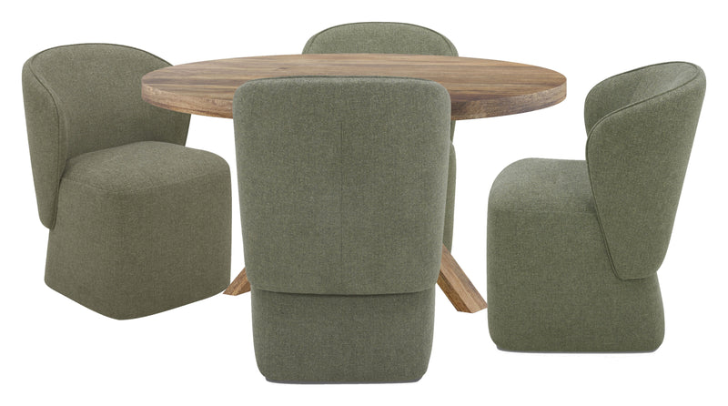 Crossings - Round Dining Table With 4 Upholstered Chairs - Brown & Gray