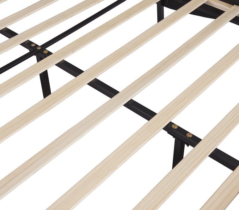 Upholstered Platform Bed With LED Light, Frame Slatted