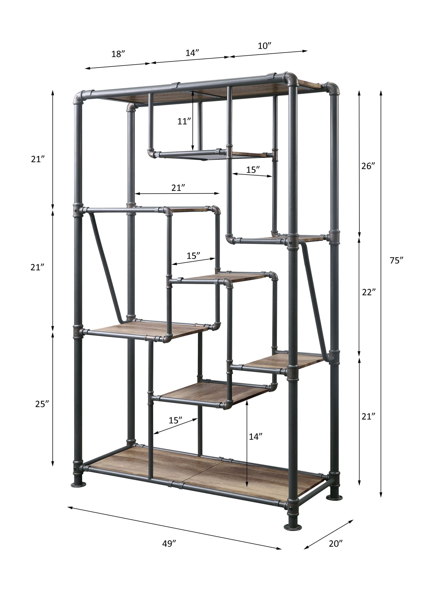 Brantley - Bookshelf - Antique Oak & Sandy Gray - Urban Living Furniture (Los Angeles, CA)