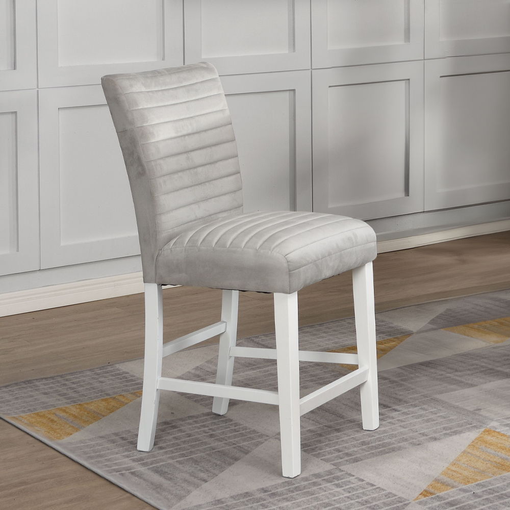 Elizaveta - Counter Height Chair (Set of 2) - Gray Velvet &White High Gloss - Urban Living Furniture (Los Angeles, CA)