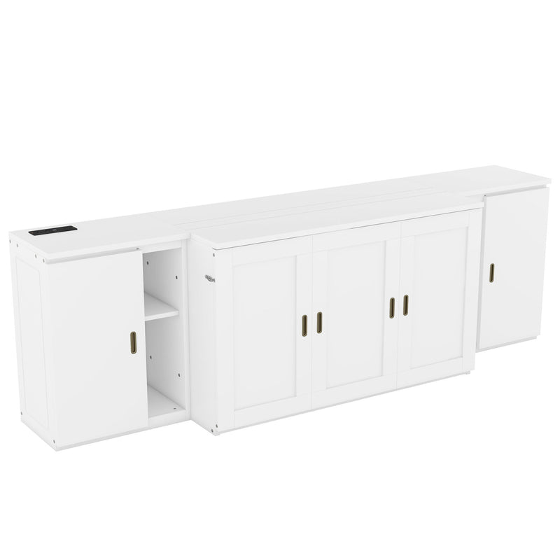 Murphy Bed With Shelves, Cabinets And USB Ports