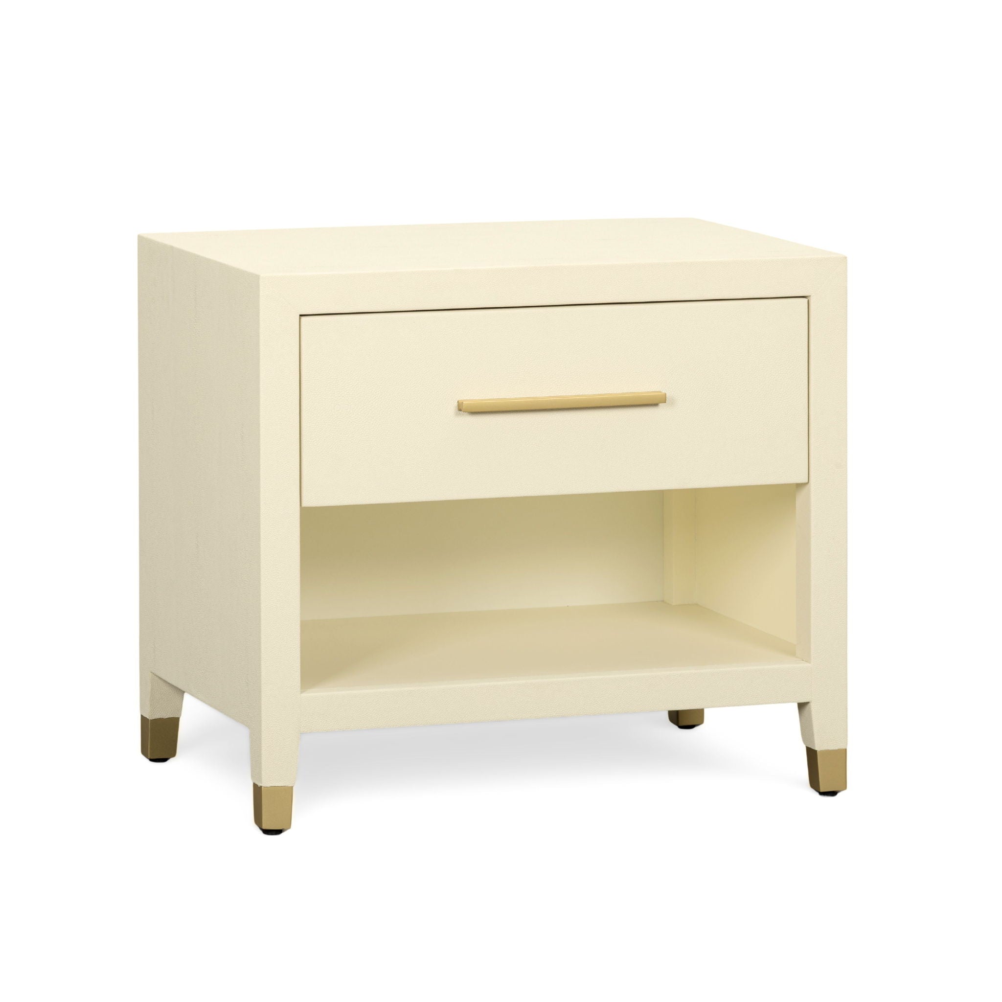 Dani - Faux Shagreen Nightstand With Drawer - Cream