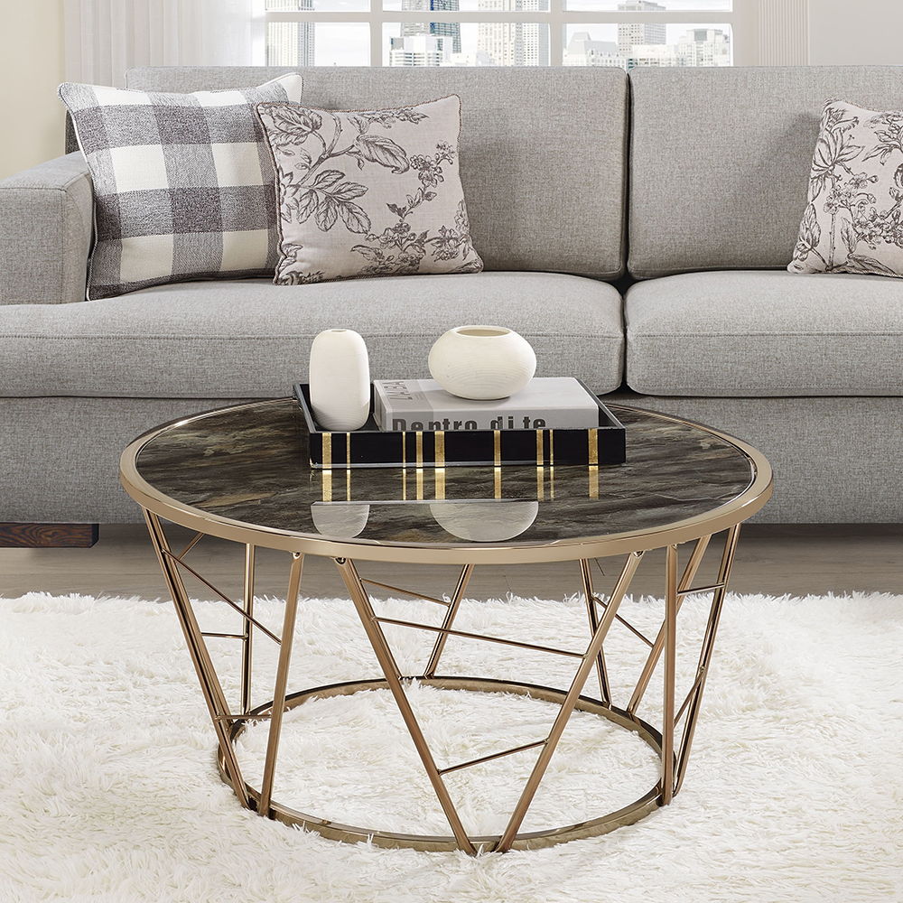 Cicatrix - Coffee Table - Engineering Stone Glass Top & Champagne - Urban Living Furniture (Los Angeles, CA)