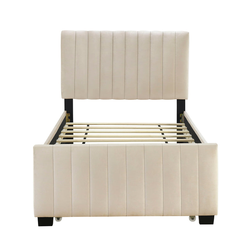 Upholstered Design Platform Bed With Trundle