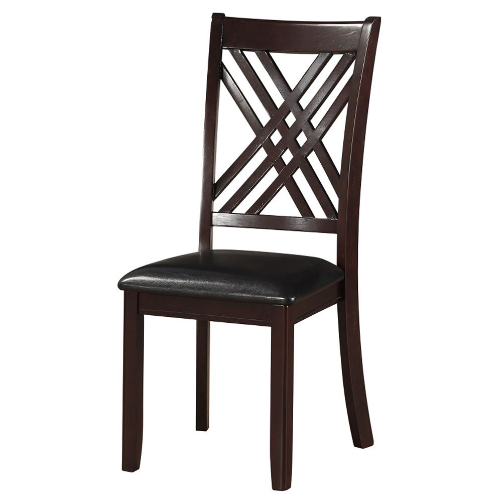 Katrien - Side Chair (Set of 2) - Black Synthetic Leather & Espresso - Urban Living Furniture (Los Angeles, CA)