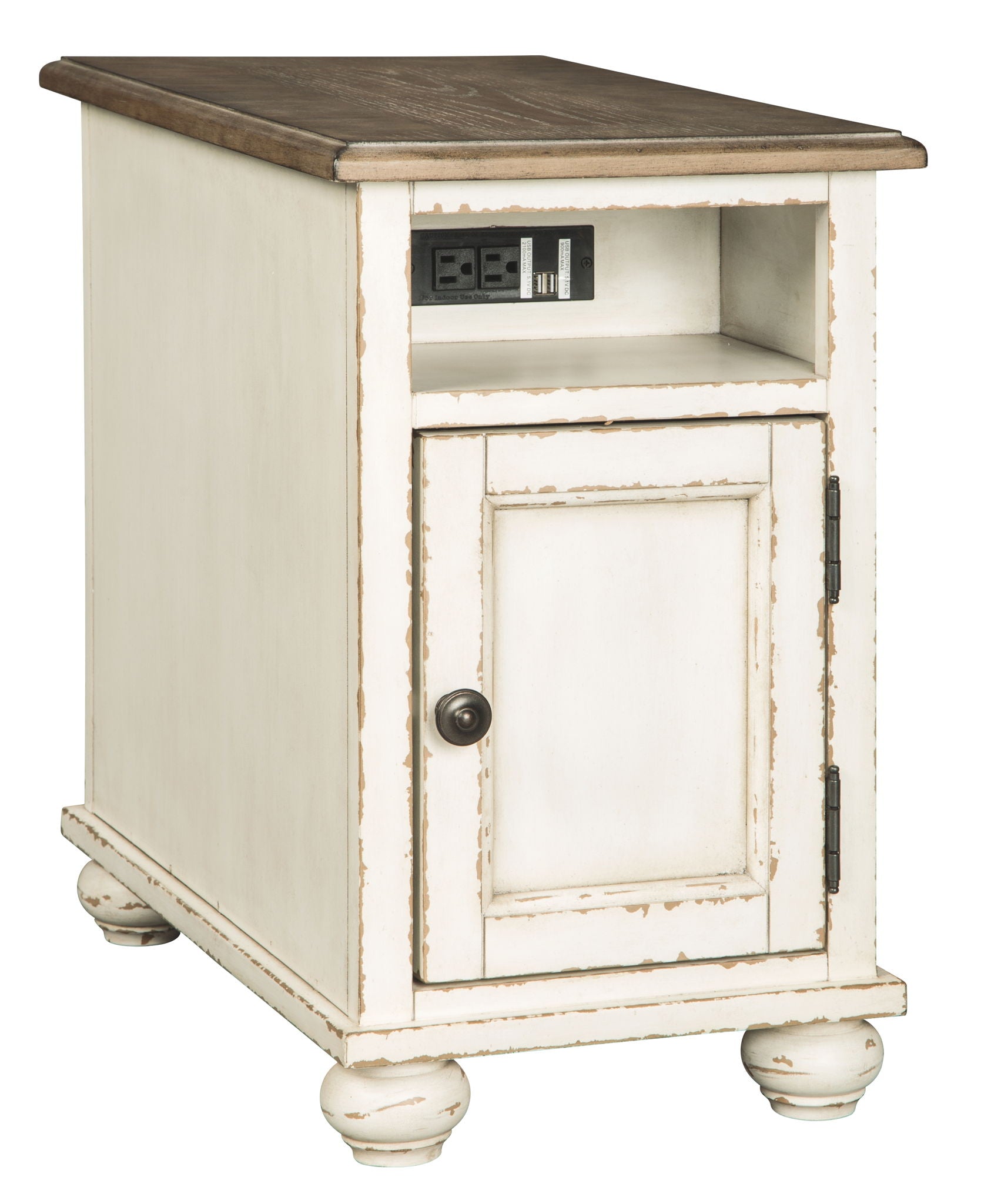 Realyn - White / Brown - Chair Side End Table - AC / USB - Urban Living Furniture (Los Angeles, CA)