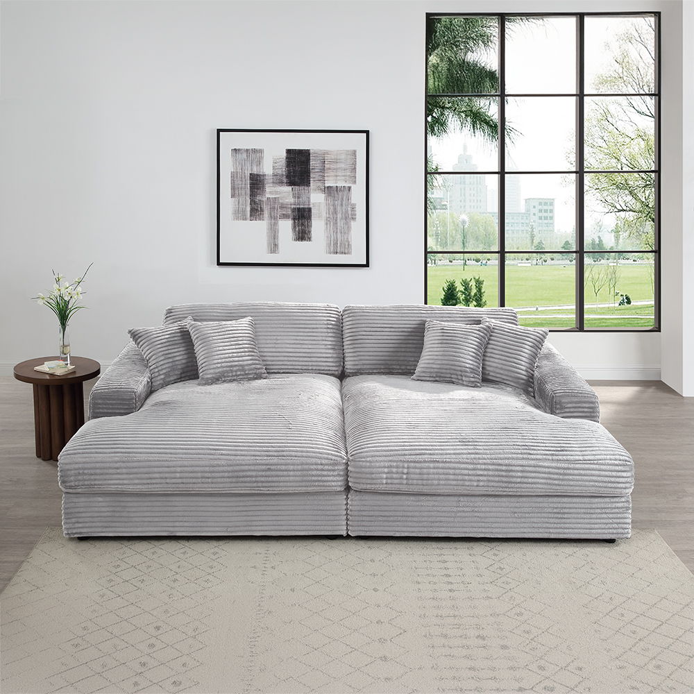 Hilde - Sectional Sofa With 4 Pillows - Gray - Urban Living Furniture (Los Angeles, CA)