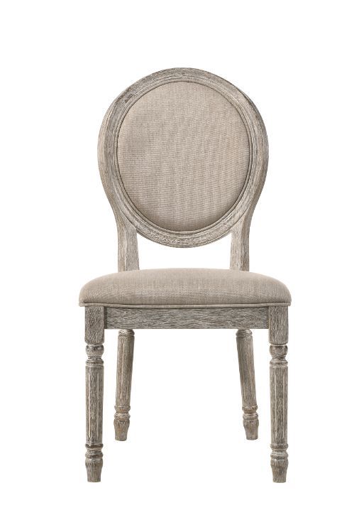Faustine - Side Chair (Set of 2) - Tan Fabric & Salvaged Light Oak - Urban Living Furniture (Los Angeles, CA)