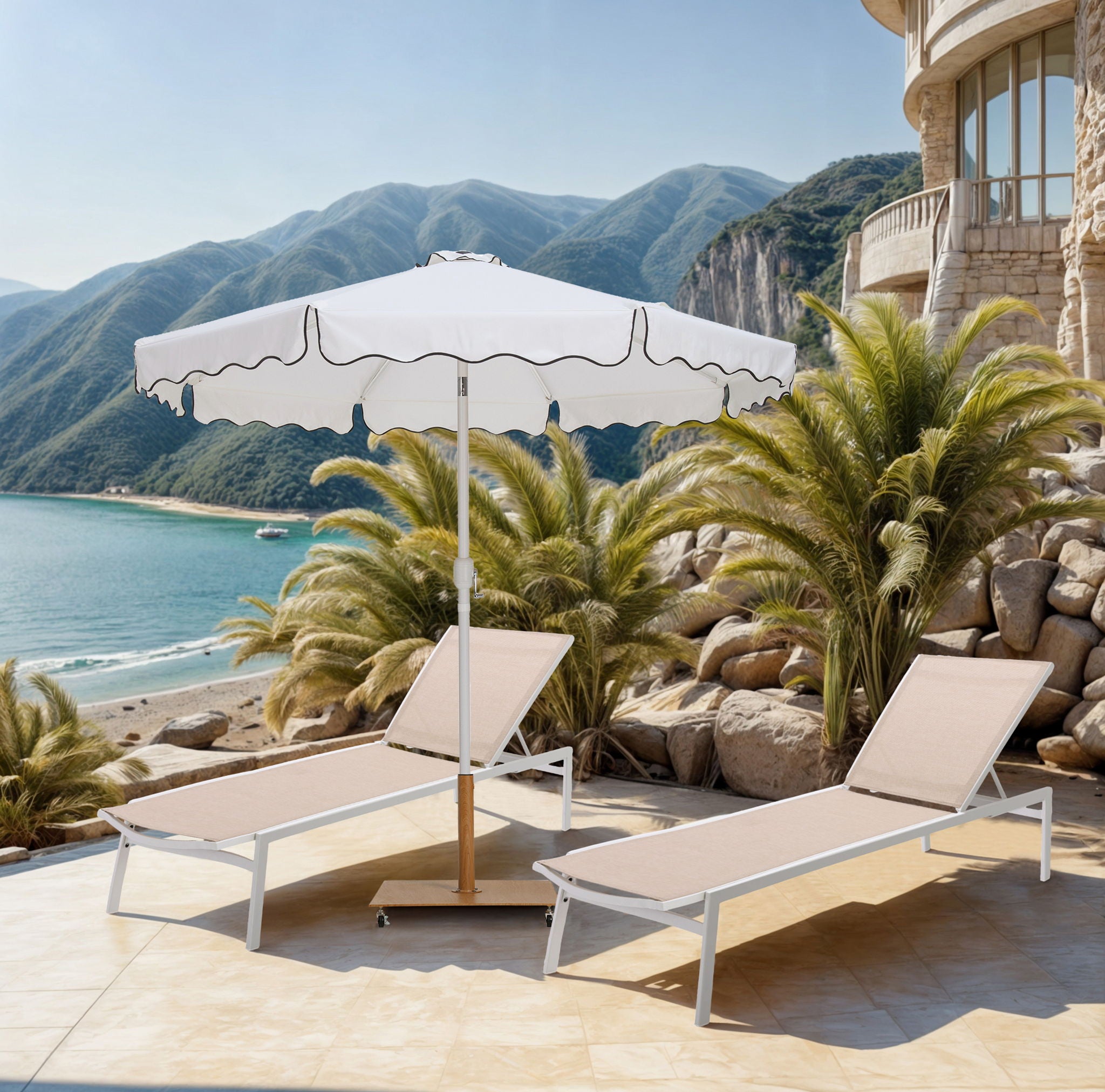 Amalfi - Aluminum Patio Umbrella - Light Brown Base / White Pole - Urban Living Furniture (Los Angeles, CA)