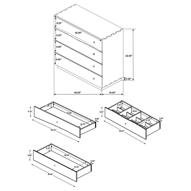 Winslow - 4-Drawer Bedroom Chest - Smokey Walnut