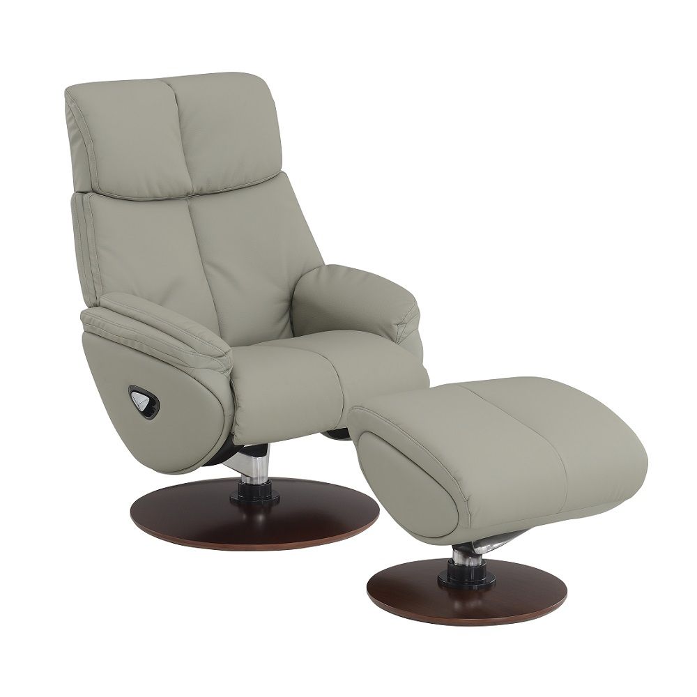 Kandoro - Motion Accent Chair With Swivel & Ottoman - Gray Leather & Brown Base - Urban Living Furniture (Los Angeles, CA)