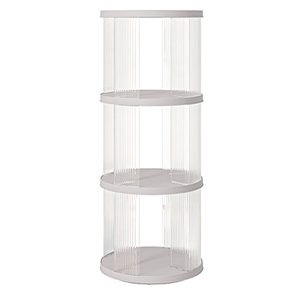 360° Rotating Bookshelf, Small Corner Bookcase, 3 Tier Floor Standing Organizer, Round - Cream White
