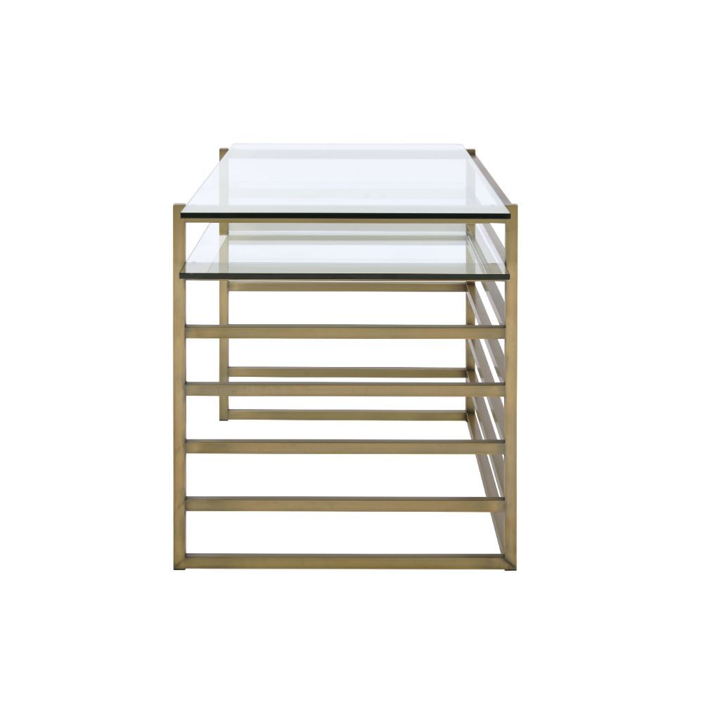 Shona - Desk - Antique Gold & Clear Glass - Urban Living Furniture (Los Angeles, CA)