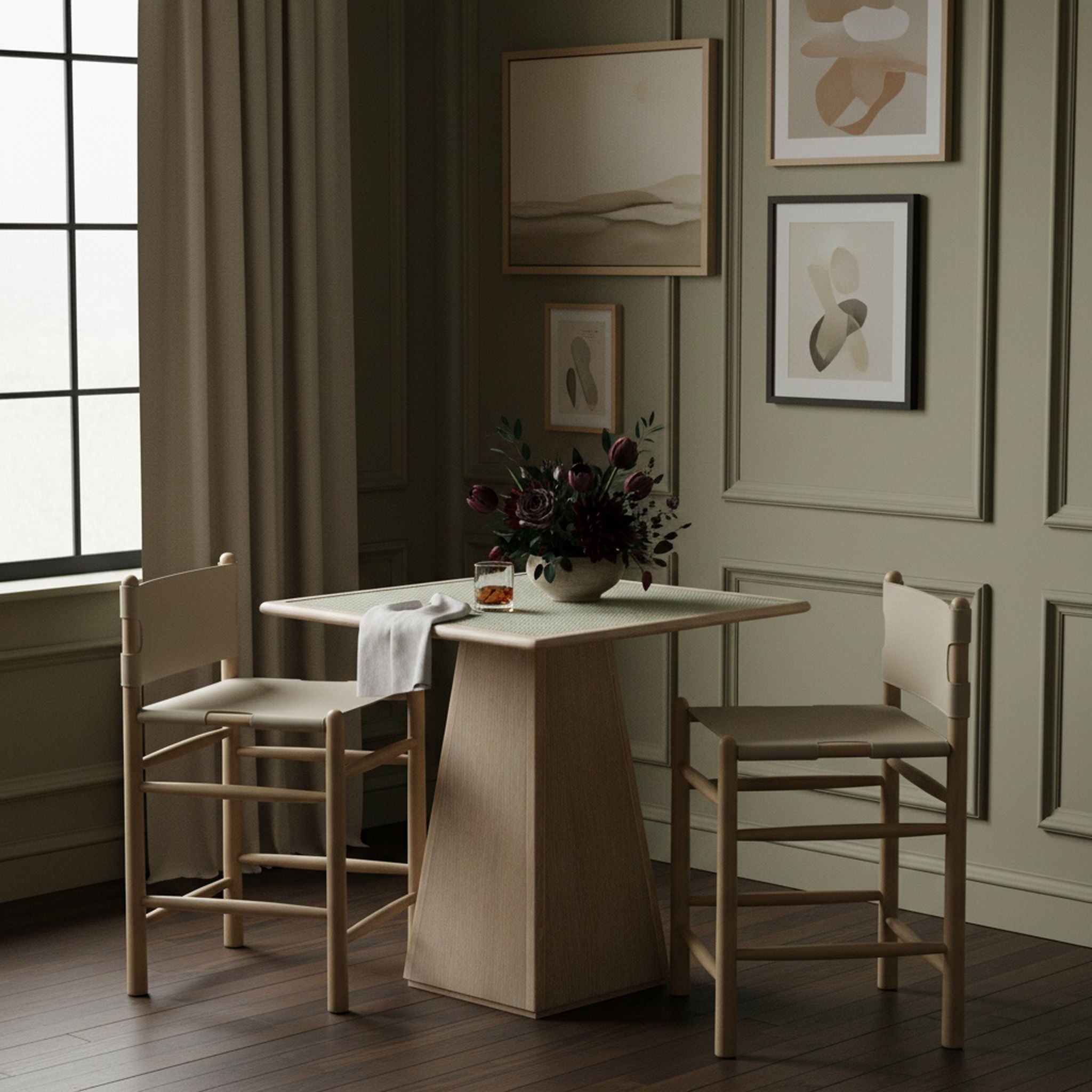 Santos - Upholstered Counter Stool With Stained Natural Base