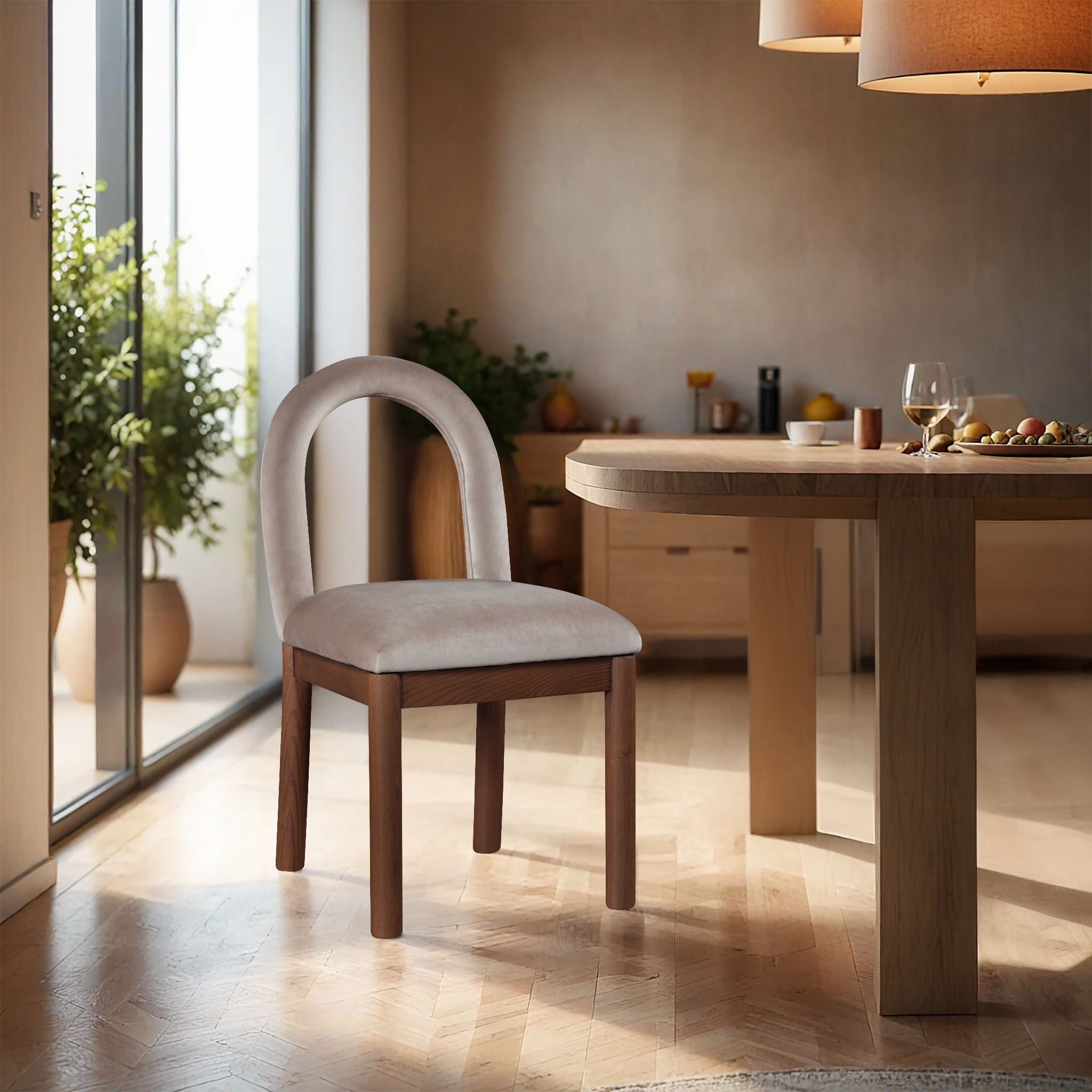 Conrad - Velvet Dining Chair With Brown Legs - Urban Living Furniture (Los Angeles, CA)