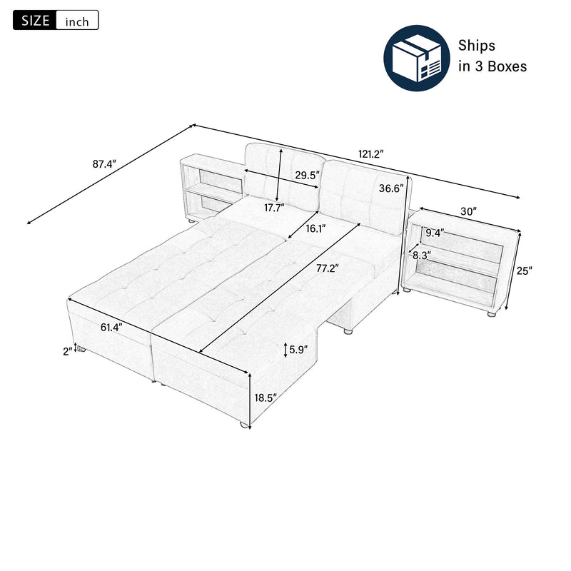 Versatile Modular Free-Combined Sofa With 2 Storage Racks