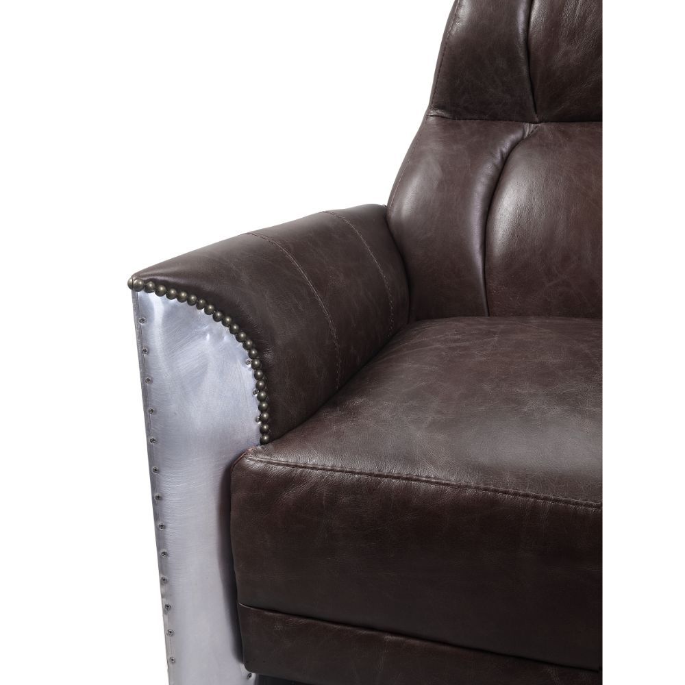 Brancaster - Accent Chair - Espresso Top Grain Leather & Aluminum - Urban Living Furniture (Los Angeles, CA)