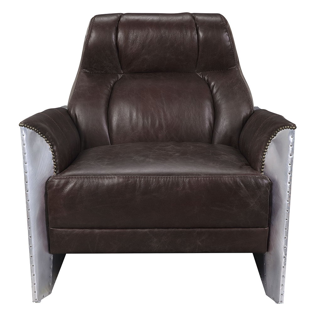 Brancaster - Accent Chair - Espresso Top Grain Leather & Aluminum - Urban Living Furniture (Los Angeles, CA)