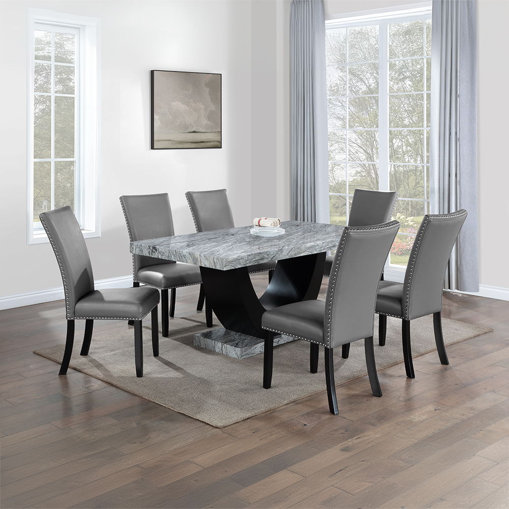 Caralin - Dining Table - Engineered Stone & Black - Urban Living Furniture (Los Angeles, CA)