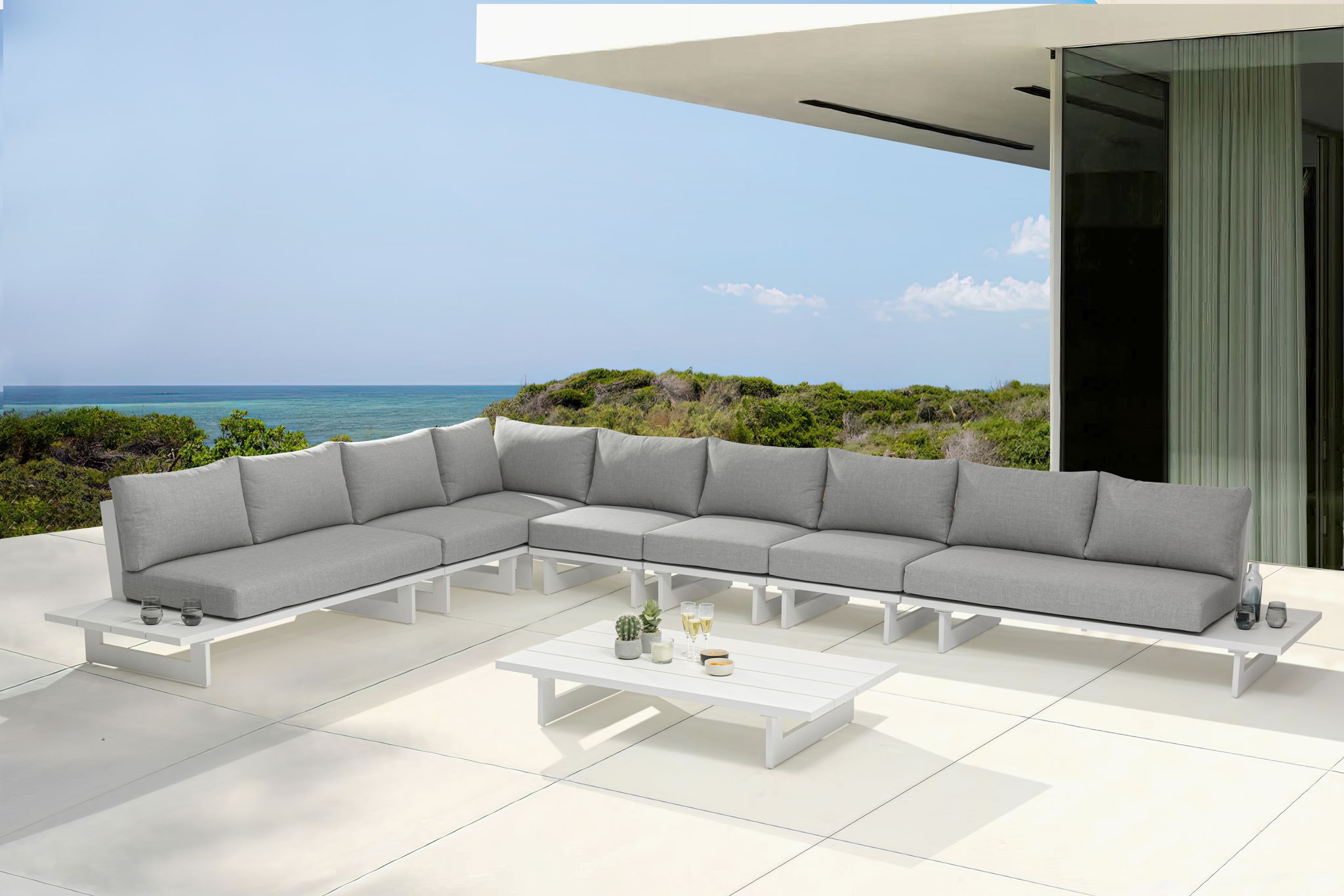 Maldives - 7 Piece Water Resistant Outdoor Patio Modular Sectional With White Base - Urban Living Furniture (Los Angeles, CA)