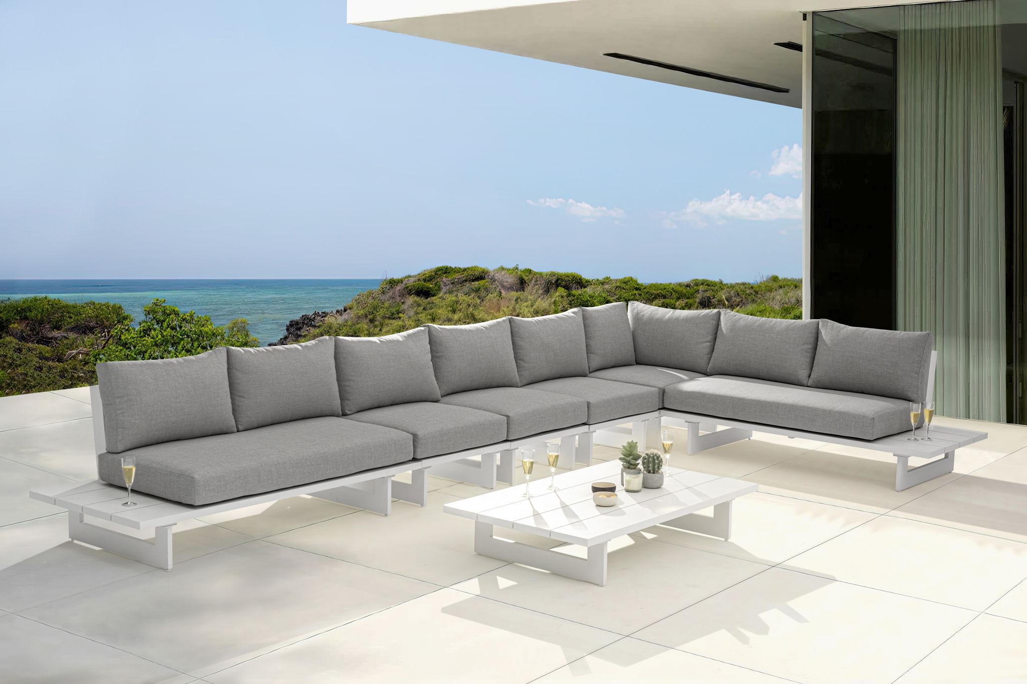 Maldives - 6 Piece Water Resistant Outdoor Patio Modular Sectional With White Base - Urban Living Furniture (Los Angeles, CA)