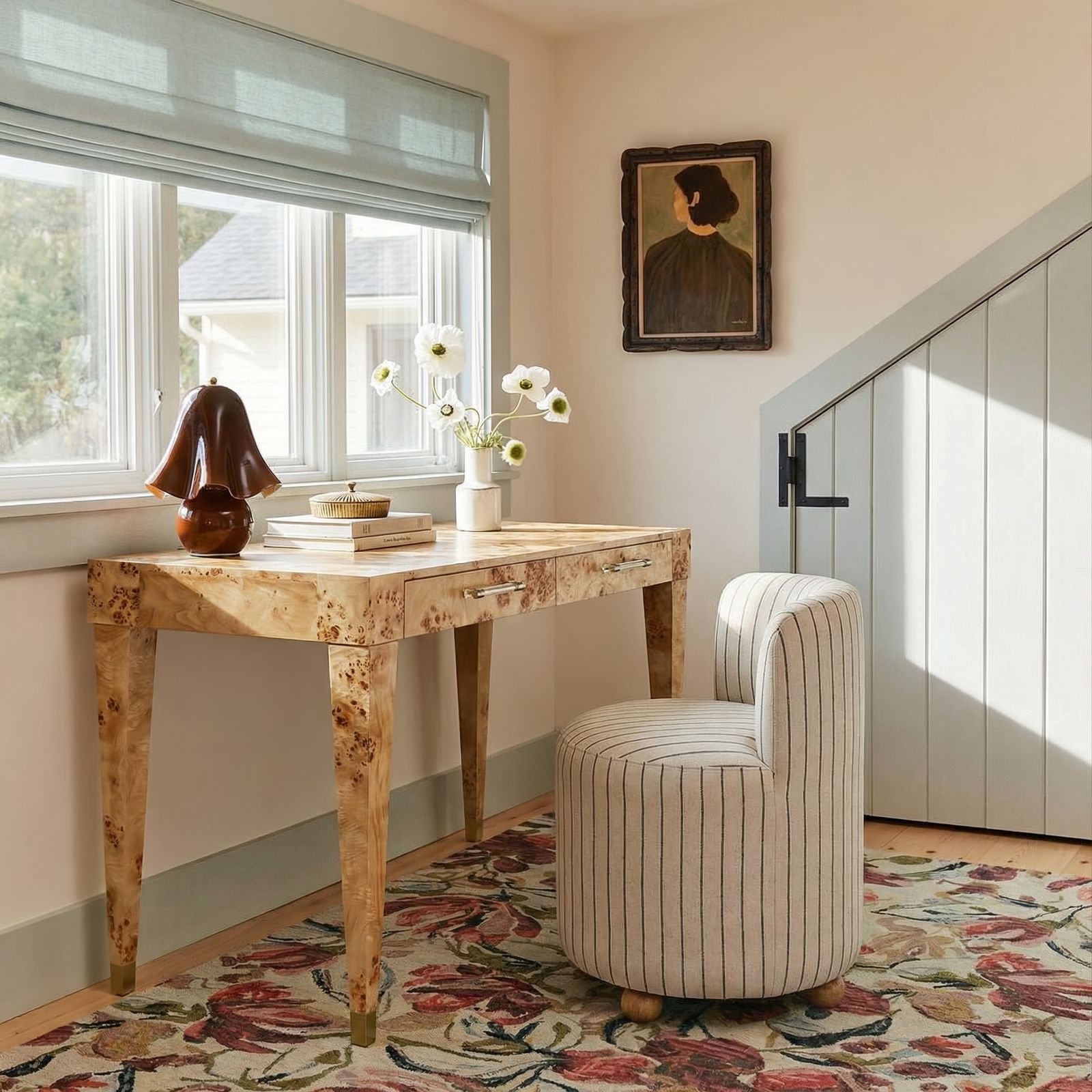 Hakuna - Striped Linen Desk Chair - Black / White - Urban Living Furniture (Los Angeles, CA)