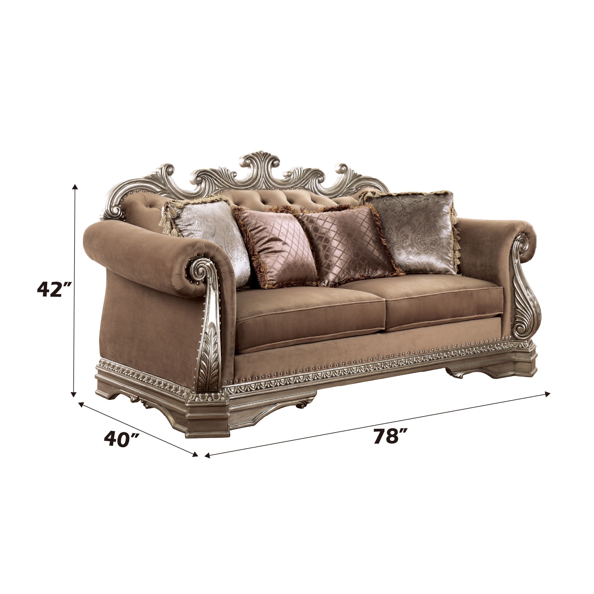 Northville - Loveseat With 4 Pillows - Velvet & Antique Silver - Urban Living Furniture (Los Angeles, CA)