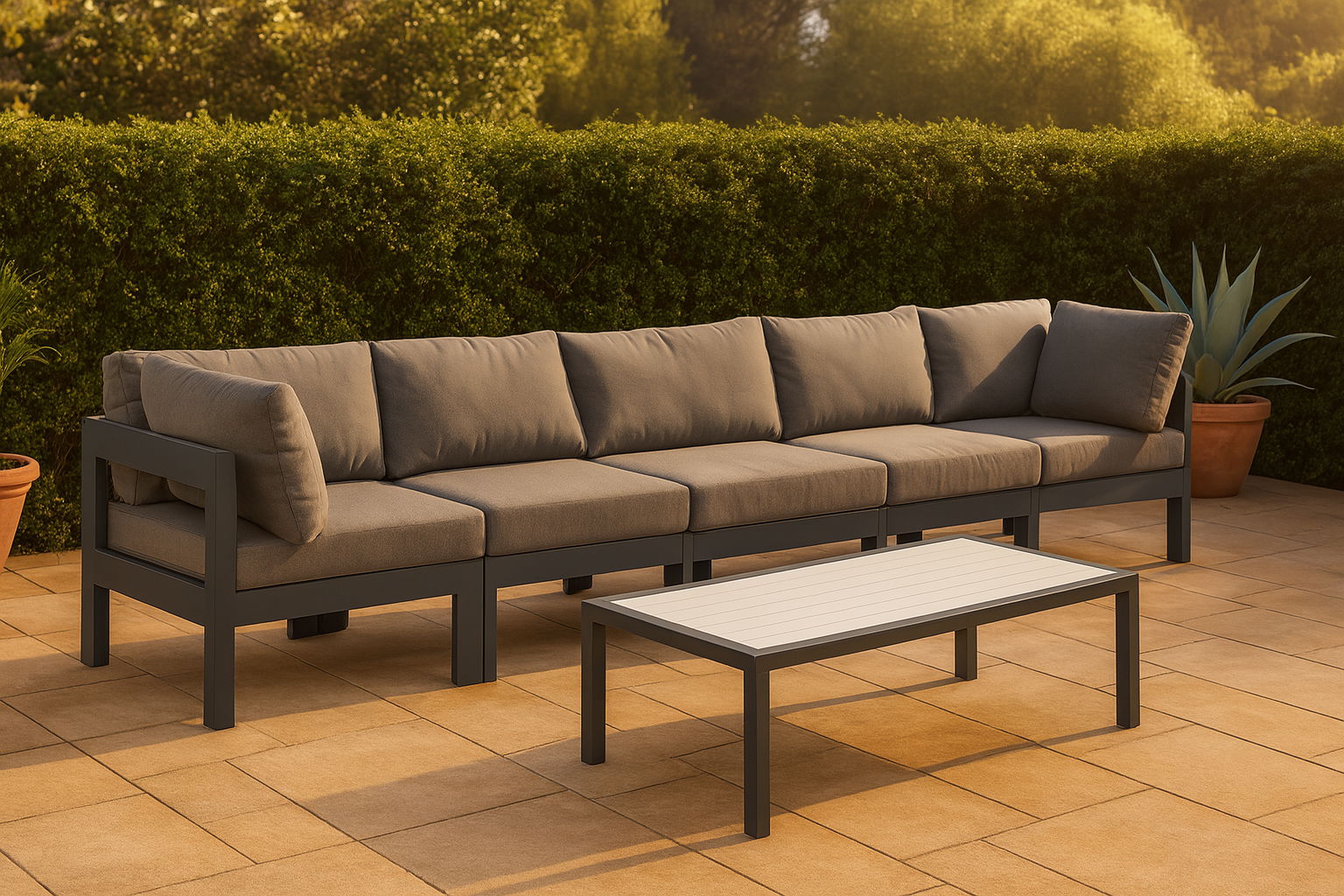 Nizuc - Outdoor Patio 5 Seat Modular Sofa With Gray Frame - Urban Living Furniture (Los Angeles, CA)