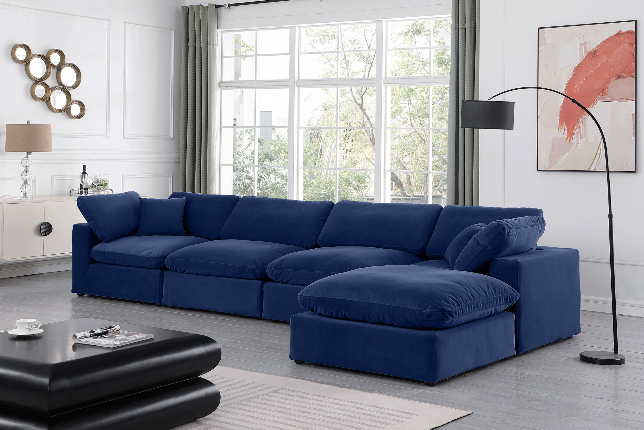 Comfy - 5 Piece Velvet Modular Sectional With Chaise - Urban Living Furniture (Los Angeles, CA)