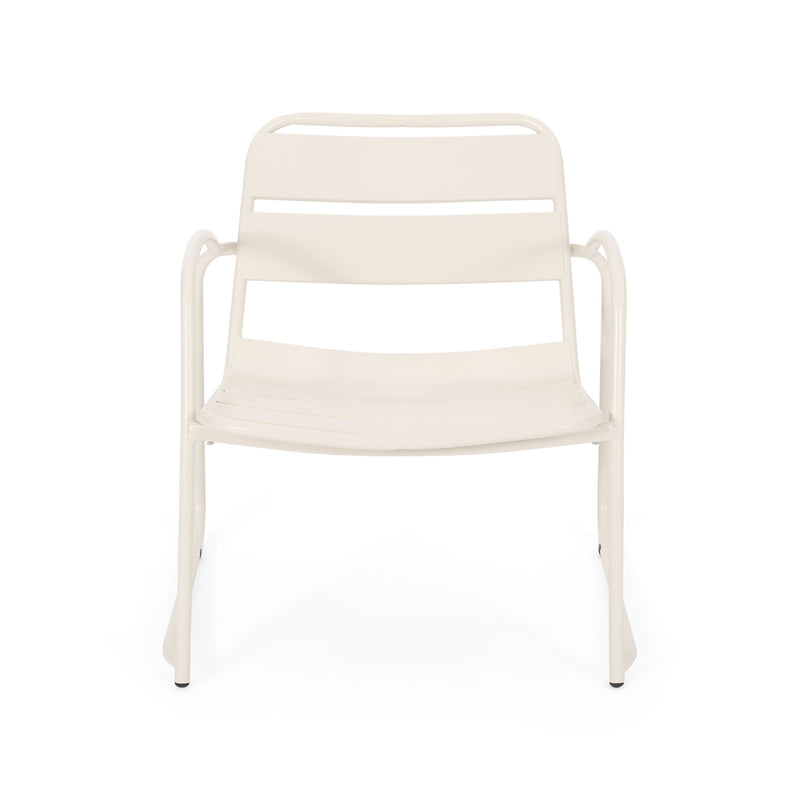 Outdoor Accent Chair With Metal Frame - White