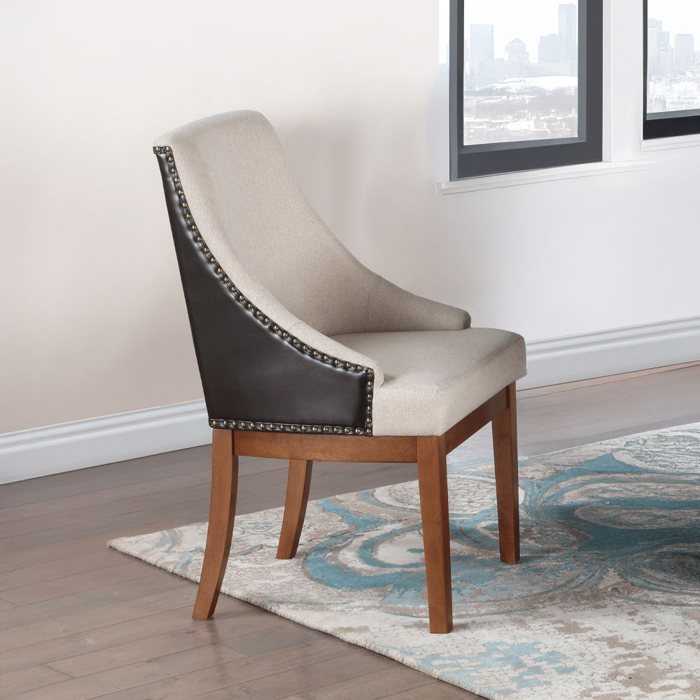 Gilsea - Fabric & Synthetic Leather Side Chair (Set of 2) - Beige & Brown Finish - Urban Living Furniture (Los Angeles, CA)