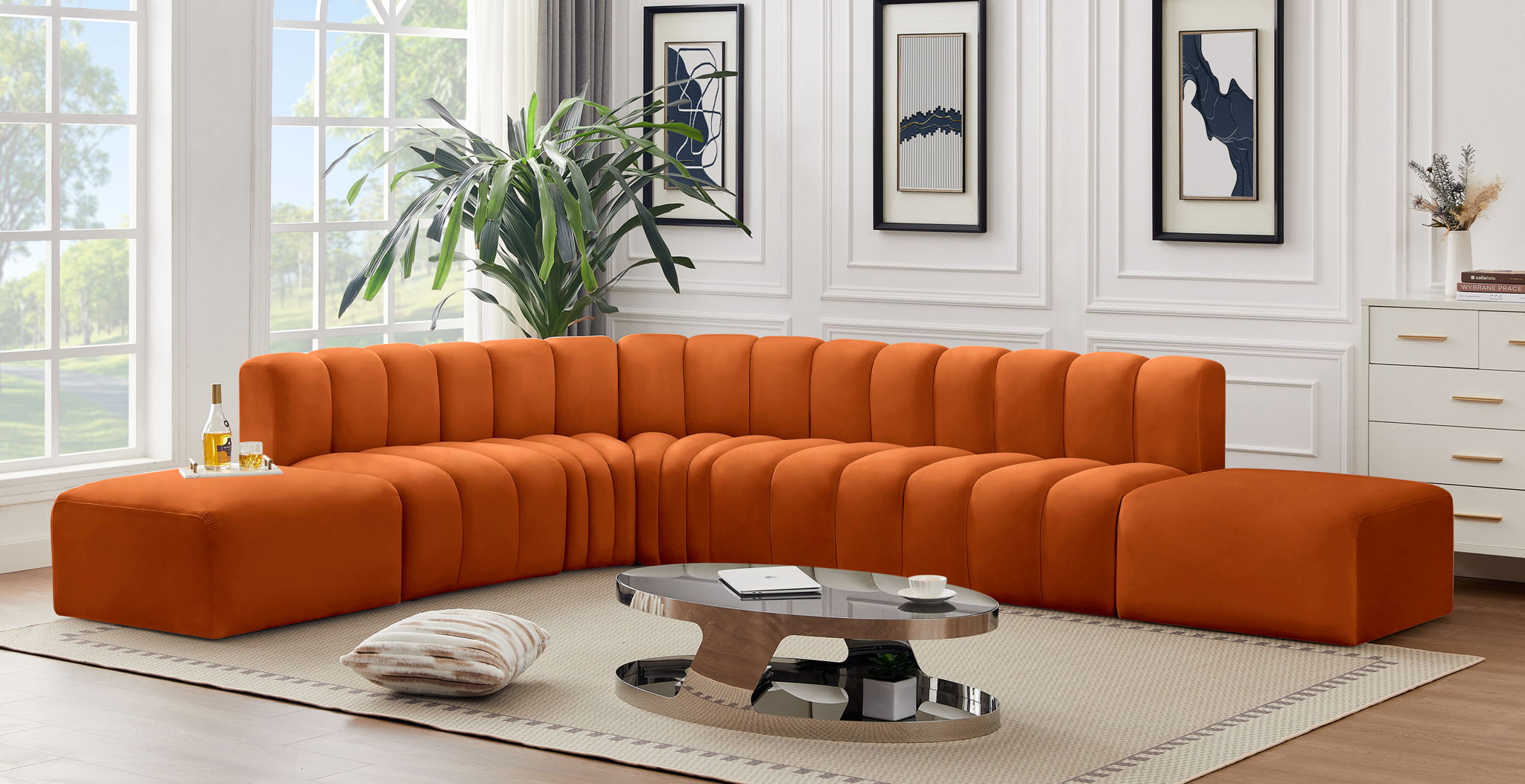 Arc - Velvet 7 Piece Corner Modular Sofa - Urban Living Furniture (Los Angeles, CA)