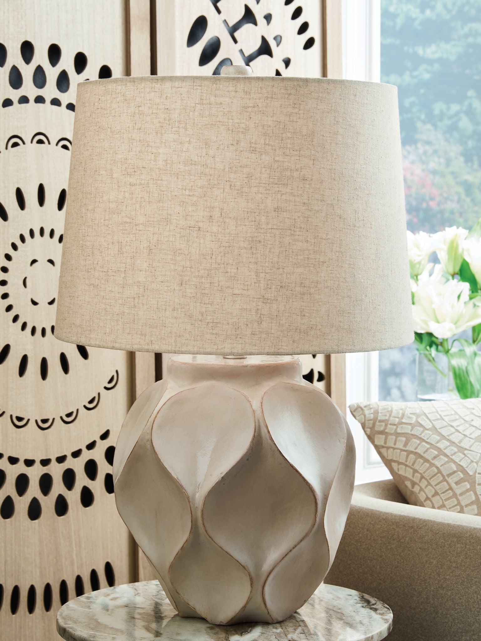 Edselham - Distressed Cream - Paper Table Lamp - Urban Living Furniture (Los Angeles, CA)