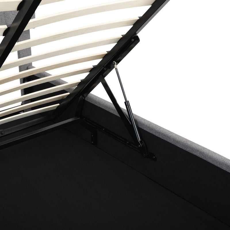 Elegant Upholstered Platform Bed With Hydraulic Storage System