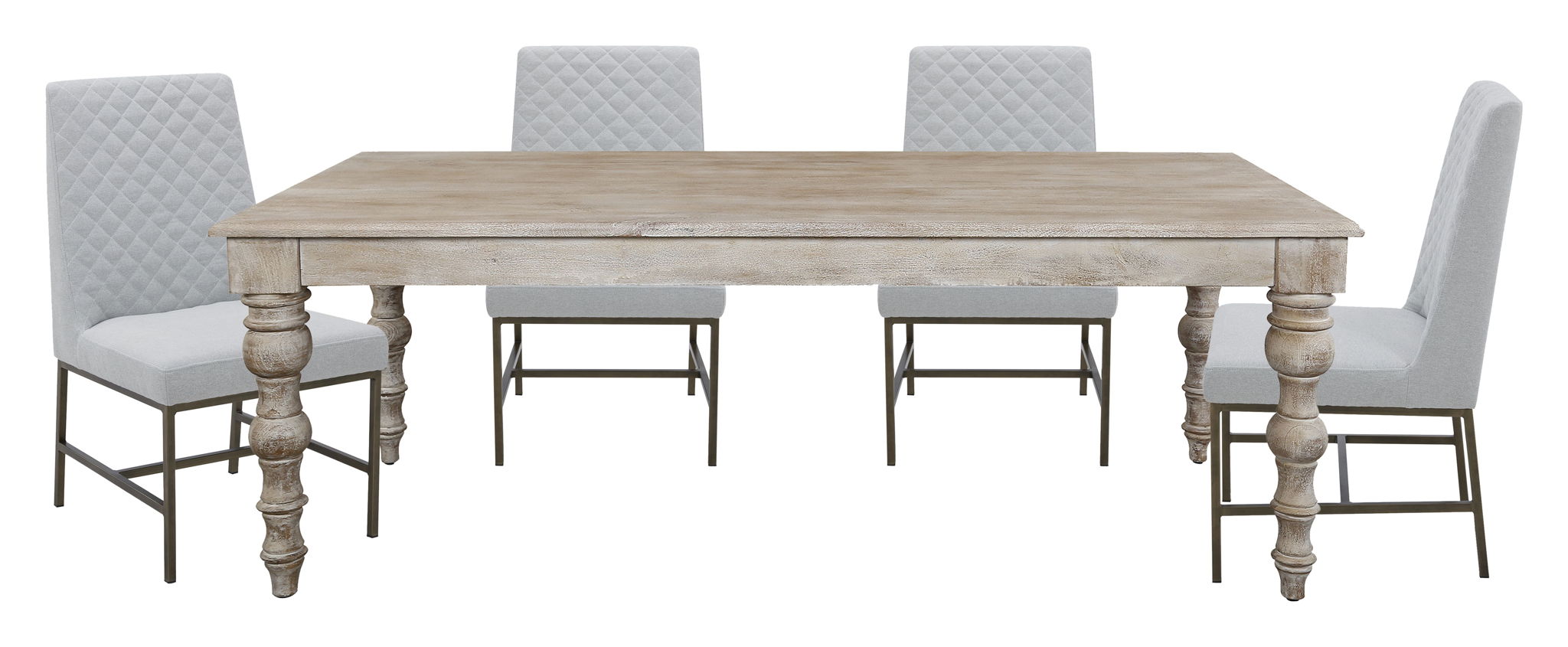 Crossings - Rectangular Dining Table With 4 Upholstered Chairs - Whitewash & Pearl Silver - Urban Living Furniture (Los Angeles, CA)