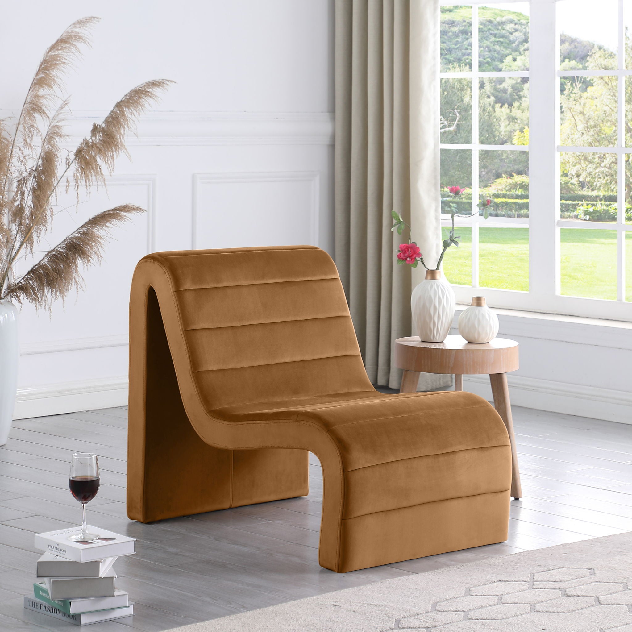 Ivy - Velvet Accent Chair - Saddle - Urban Living Furniture (Los Angeles, CA)