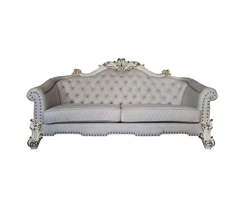 Vendom II - Sofa - Two Tone Ivory Fabric & Antique Pearl Finish - Urban Living Furniture (Los Angeles, CA)