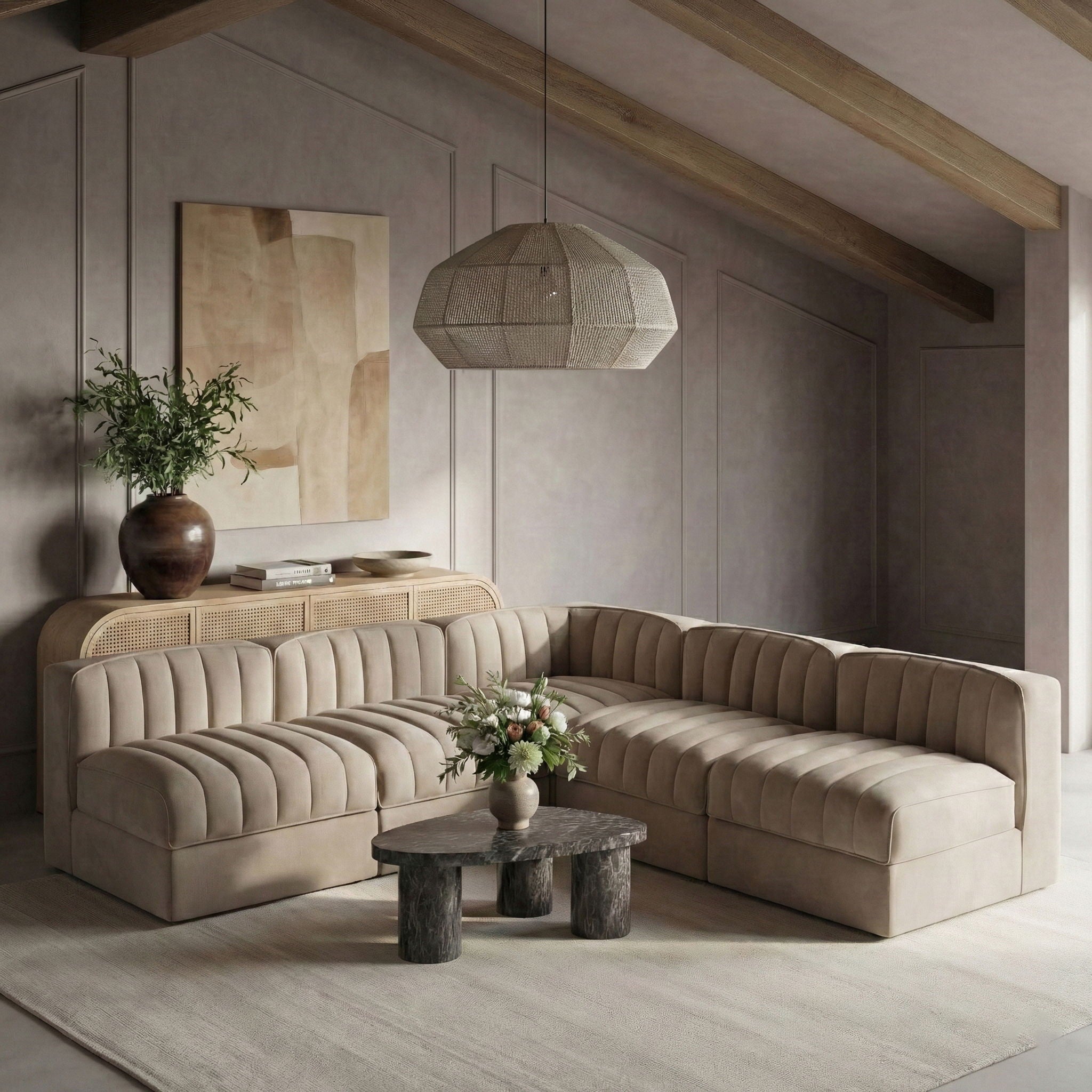Rummi - Armless Velvet Performance Fabric Upholstered 5 Piece Modular Sectional - Urban Living Furniture (Los Angeles, CA)