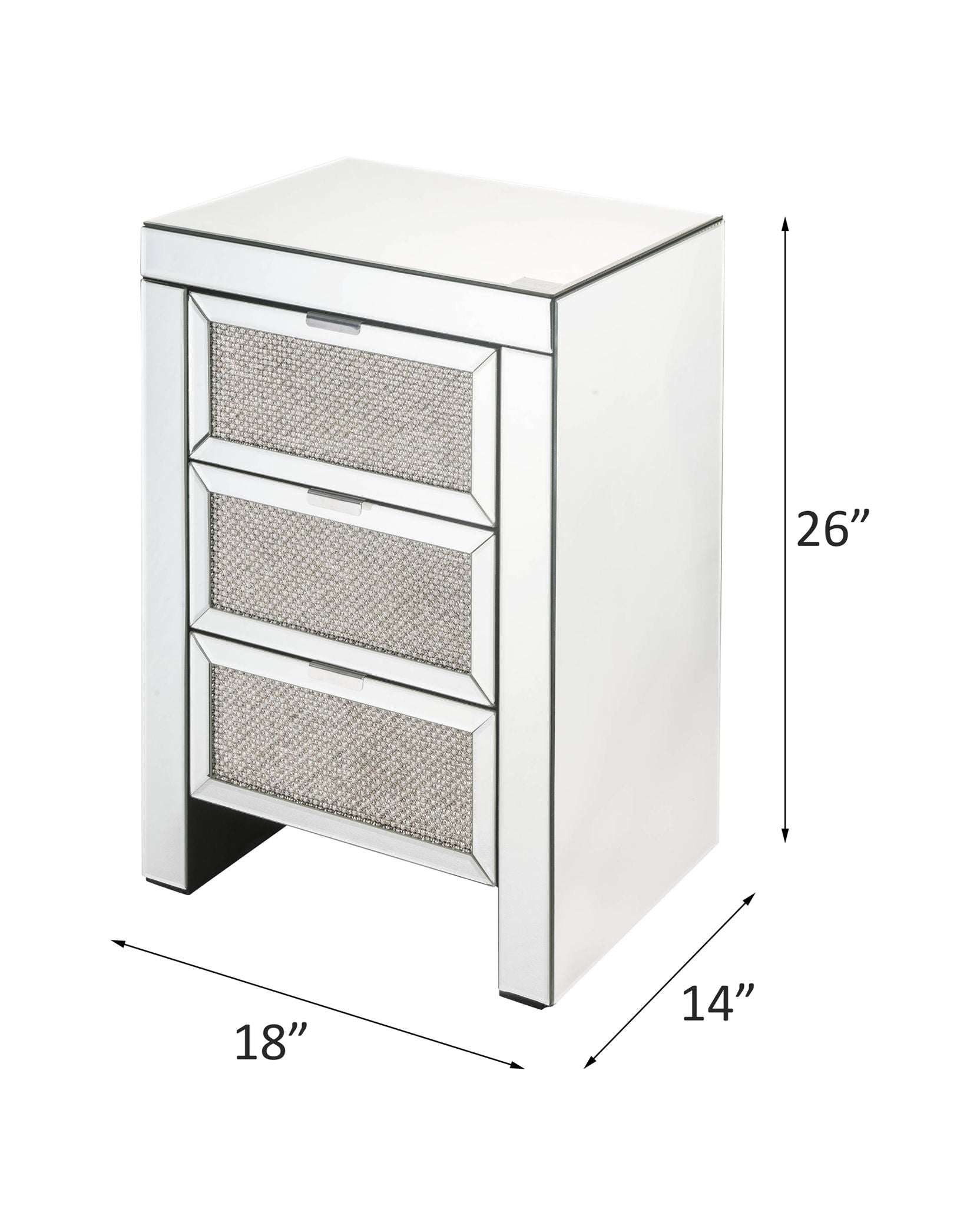 Noralie - Accent Table, 3 Storage Drawers - Mirrored & Faux Diamonds - Urban Living Furniture (Los Angeles, CA)