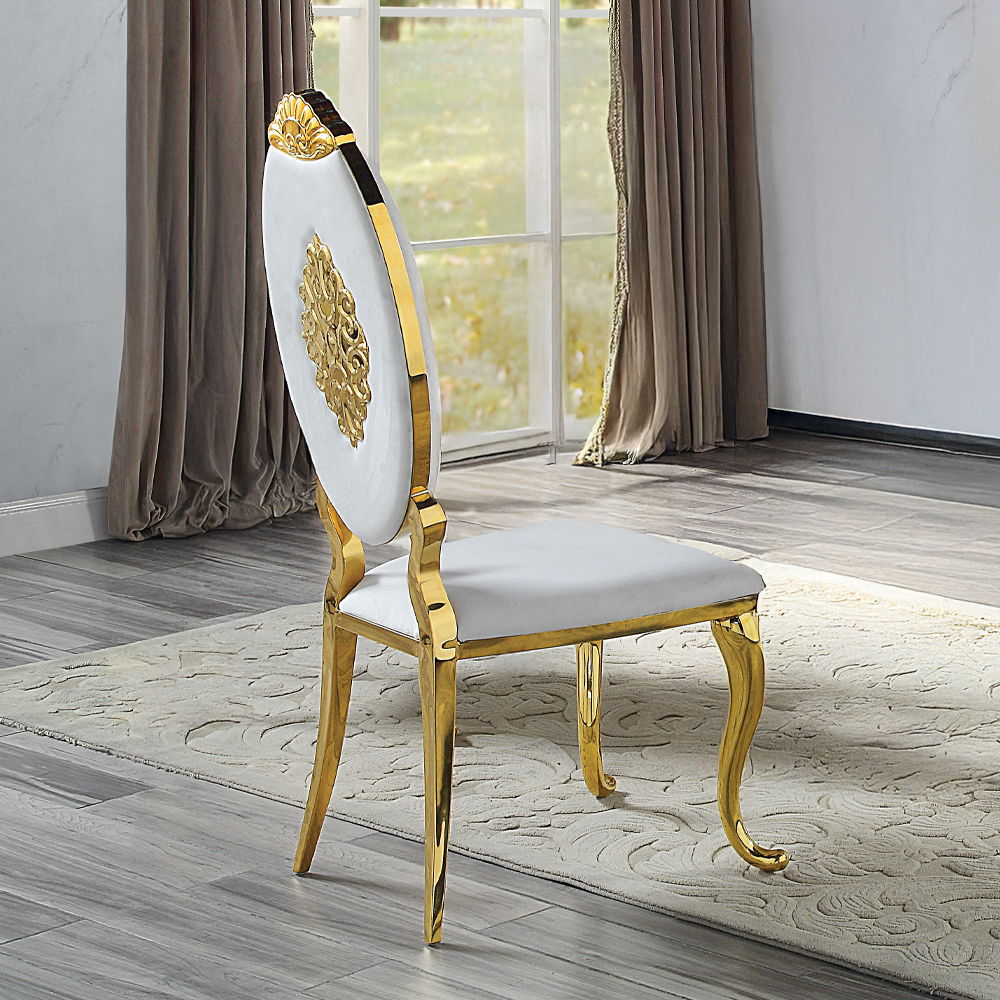 Fallon - Side Chair (Set of 2) - White Velvet & Mirrored Gold - Urban Living Furniture (Los Angeles, CA)