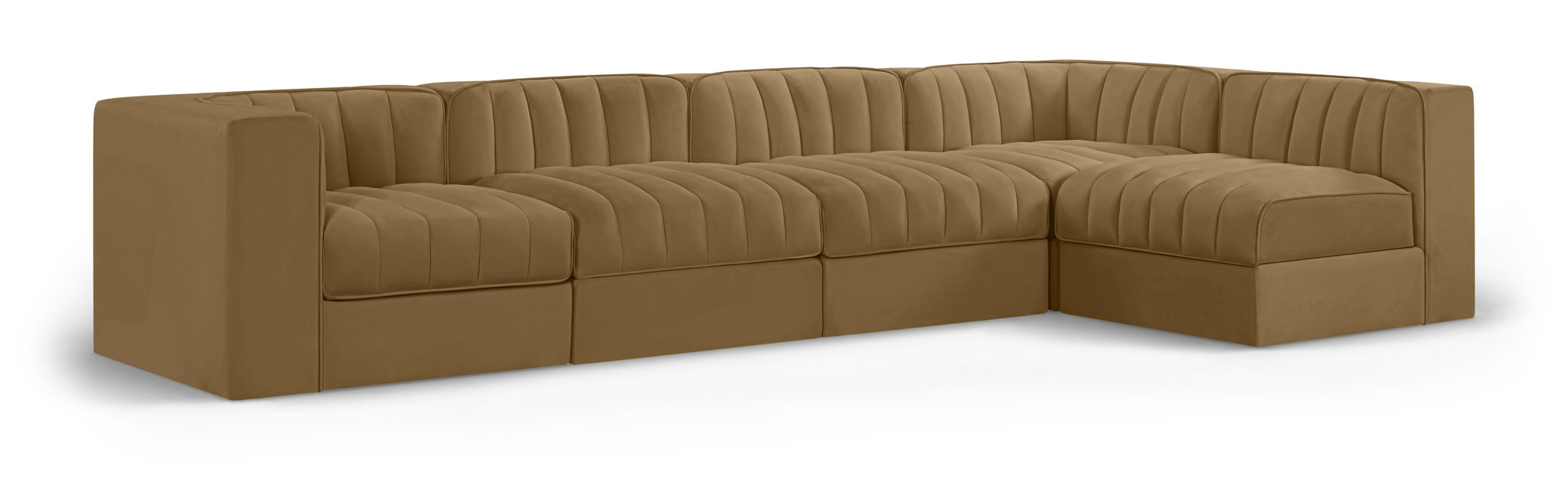 Rummi - Velvet Performance Fabric Upholstered 5 Piece Modular Sectional, L-Shaped (Right) - Urban Living Furniture (Los Angeles, CA)