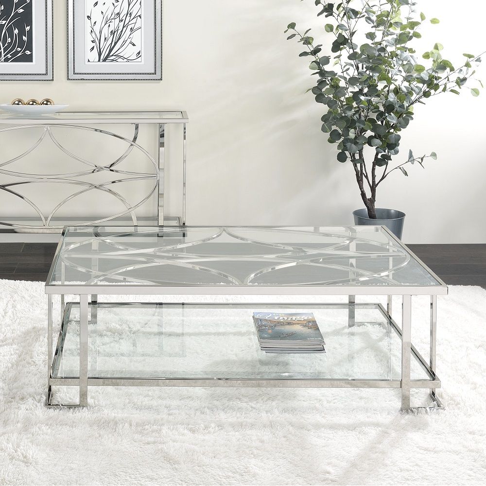 Kalan - Coffee Table - Glass & Silver - Urban Living Furniture (Los Angeles, CA)