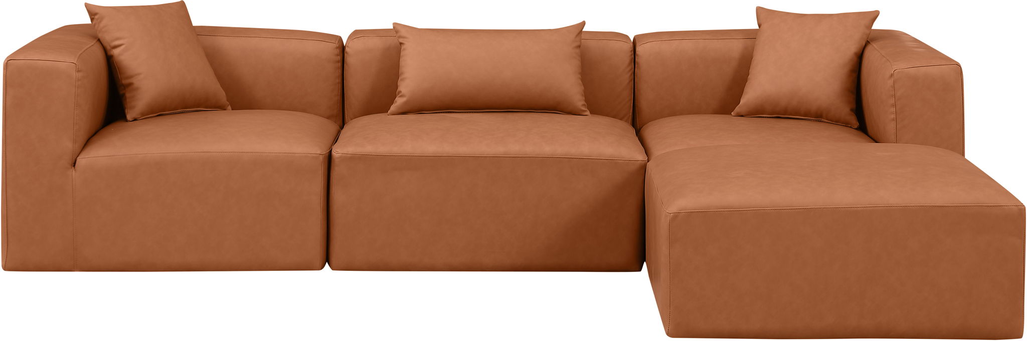 Cube - 4 Piece Modular Sectional With Chaise - Cognac - Urban Living Furniture (Los Angeles, CA)