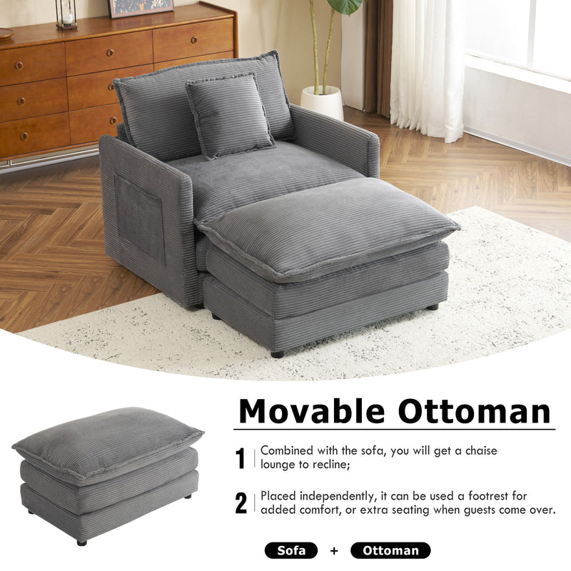 Modern Modular Sofa With Side Storage Pockets For Living Room