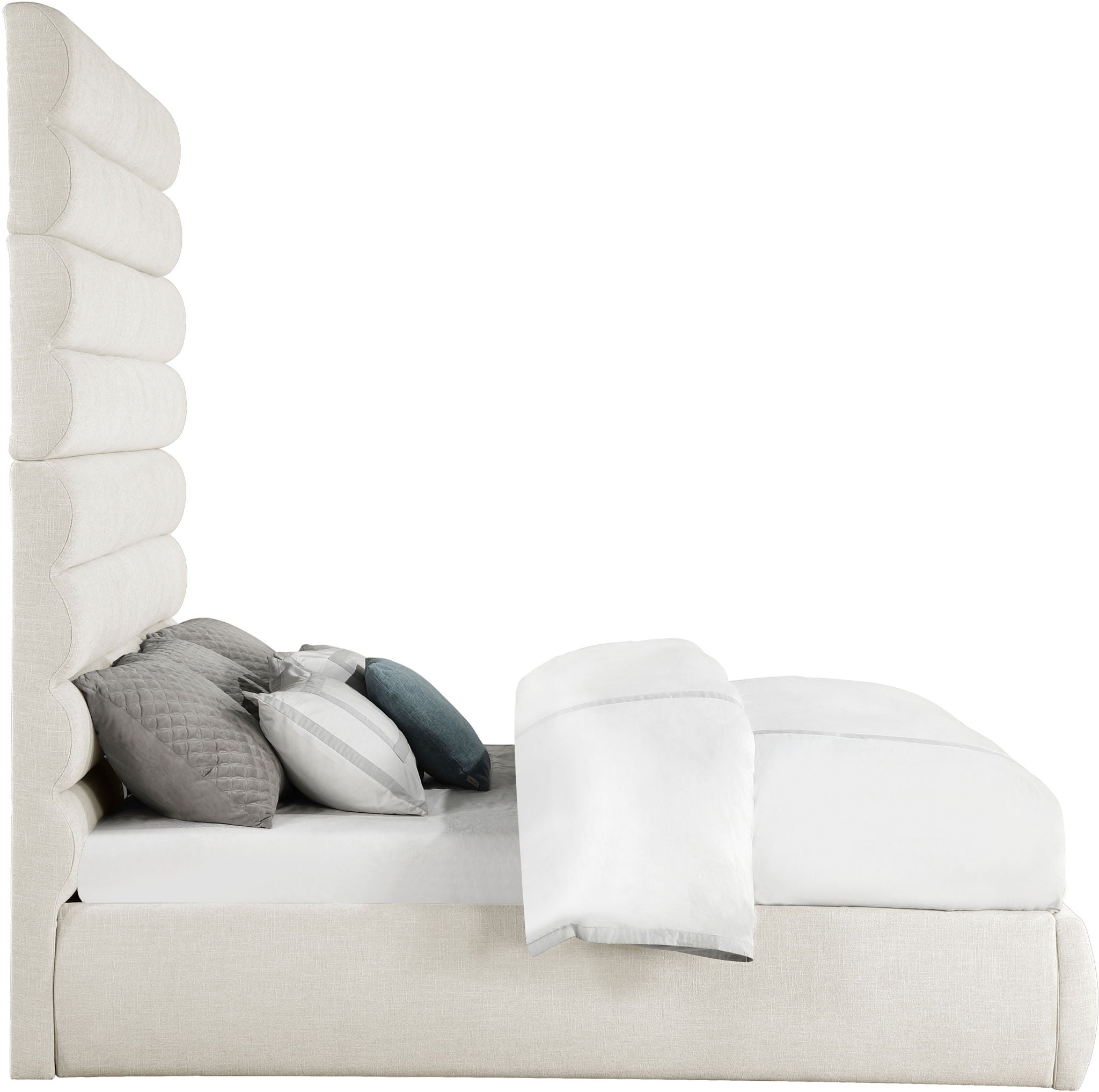 Adam - Linen Fabric Bed With 89" Headboard